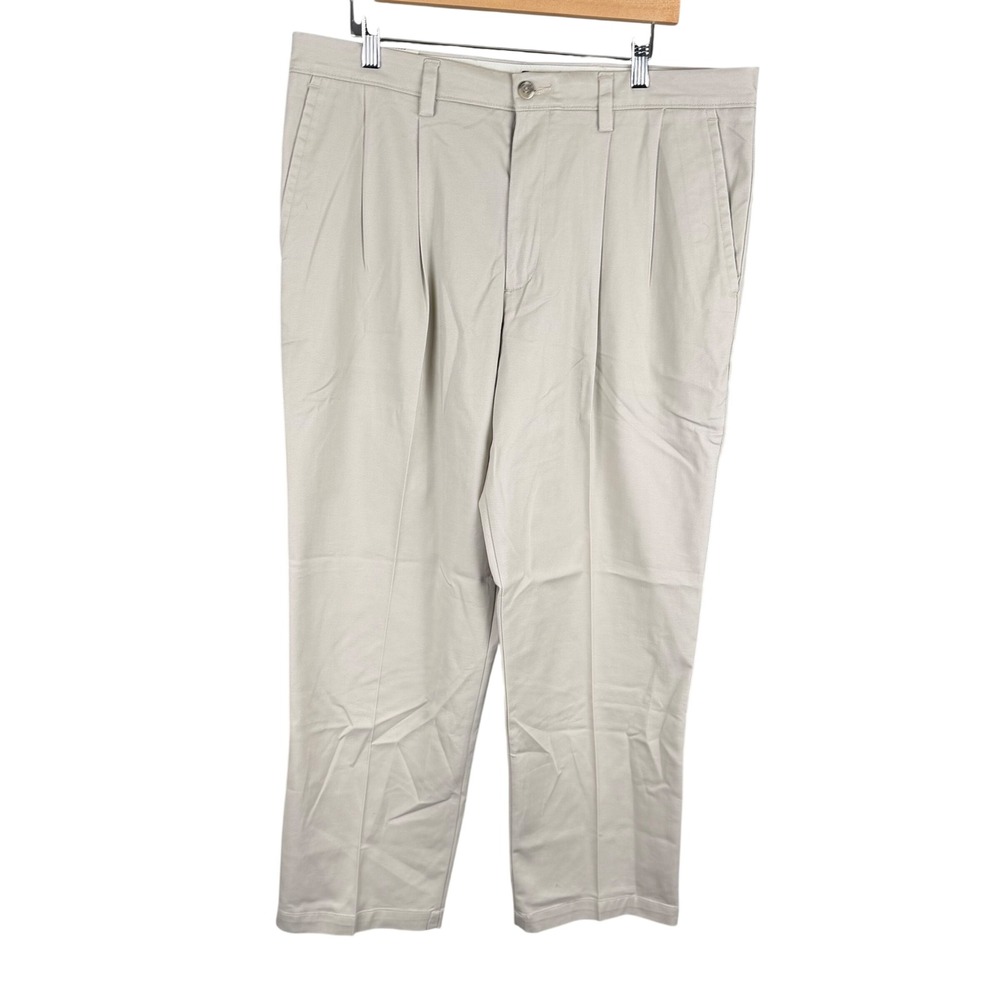 Dockers Easy Khaki Mens 36x29 Classic Fit Pleated Stretch Pants Beige Chinos NWT